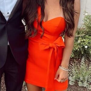 Elegant Orange One-Shoulder Dress